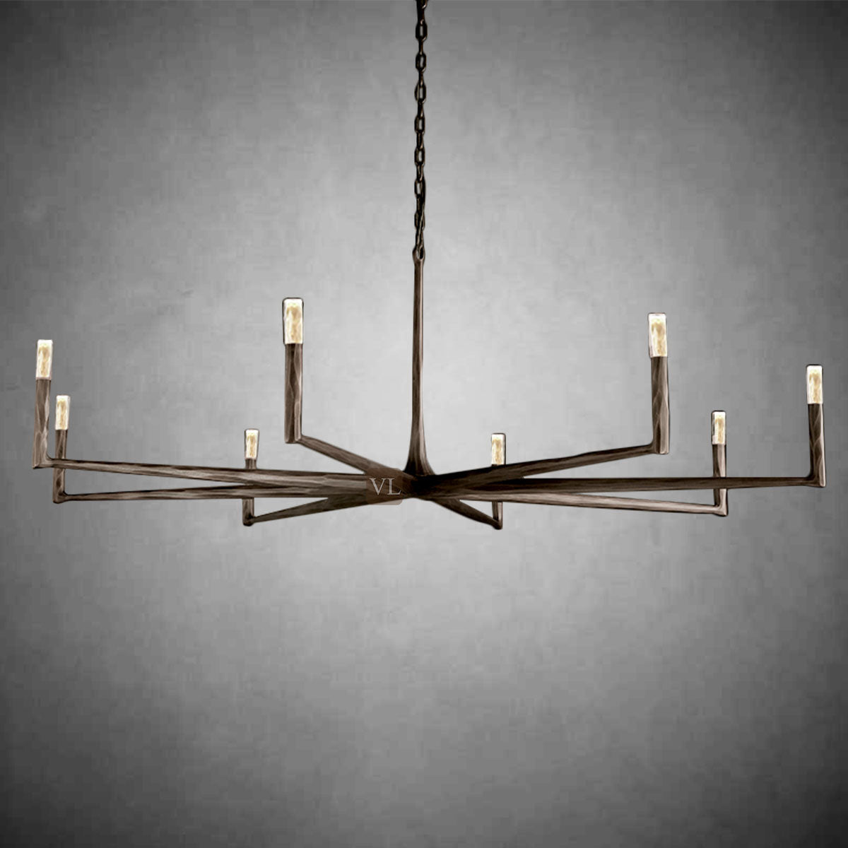 Sculpted Brass Linear Chandelier
